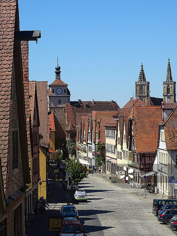 陶伯河畔罗滕堡的历史浪漫巷道图片素材