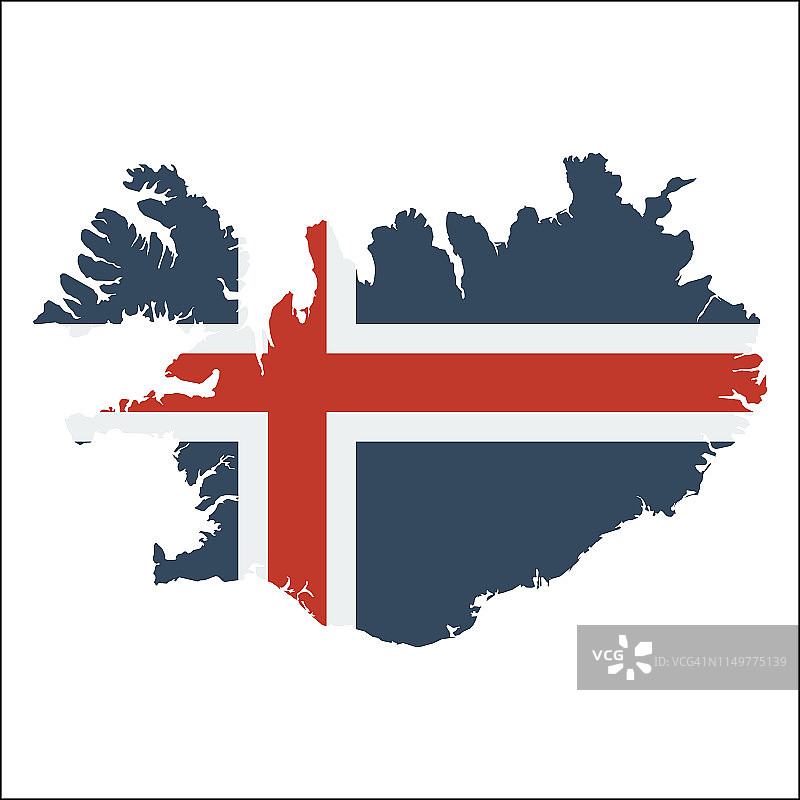 带有国旗的冰岛高分辨率地图图片素材