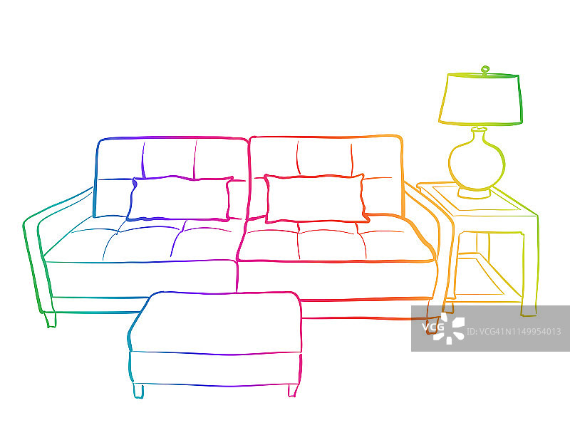 彩虹色的小客厅沙发图片素材