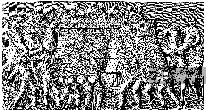 罗马的马可·奥勒留（二世纪）柱：德军前哨的围攻图片素材