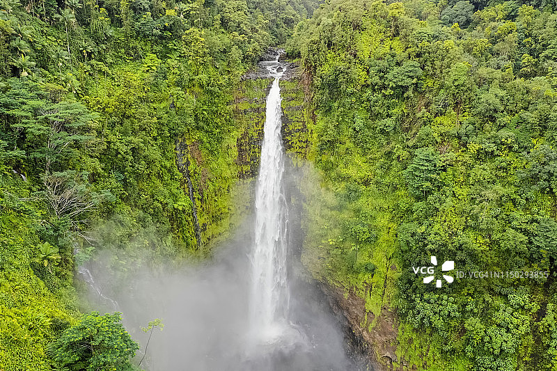 美国夏威夷大岛阿卡卡瀑布州立公园：阿卡卡瀑布和科莱科莱溪流图片素材