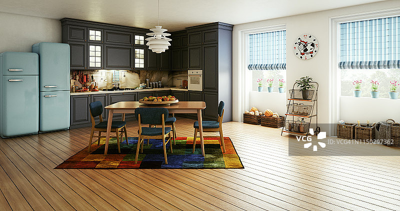 家庭厨房和餐厅图片素材