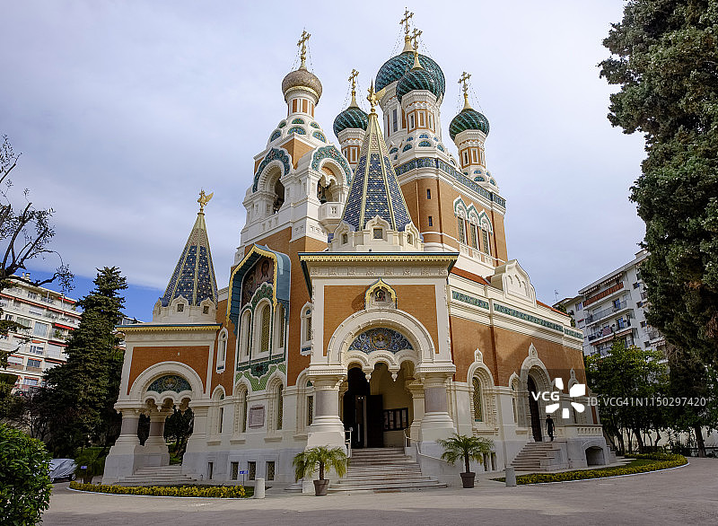 法国尼斯俄罗斯东正教圣尼古拉斯教堂图片素材