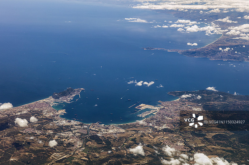 直布罗陀海峡鸟瞰图图片素材