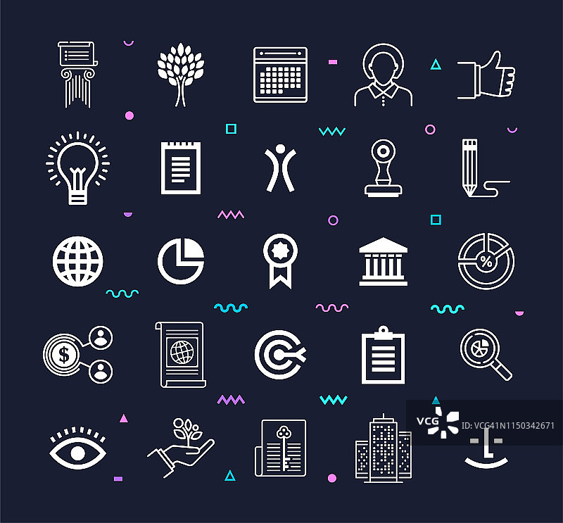 商业价值创造线性风格矢量图标集图片素材