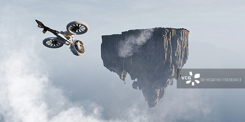 外星天空中的漂浮岛屿图片素材