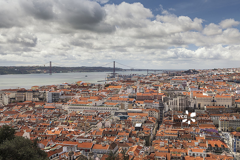 从里斯本圣乔治城堡看到的景色图片素材