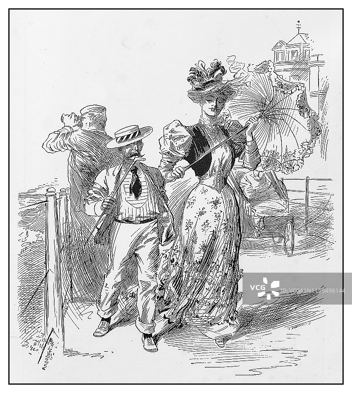 古董插画：优雅的夫妇图片素材