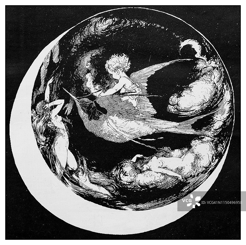 情书古董插画图片素材