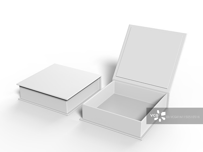 白色硬纸板礼品盒或邮寄盒样机3D图图片素材