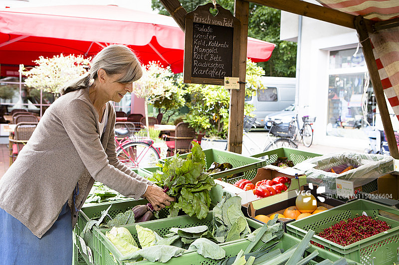 农贸市场：摊贩提供有机蔬菜图片素材