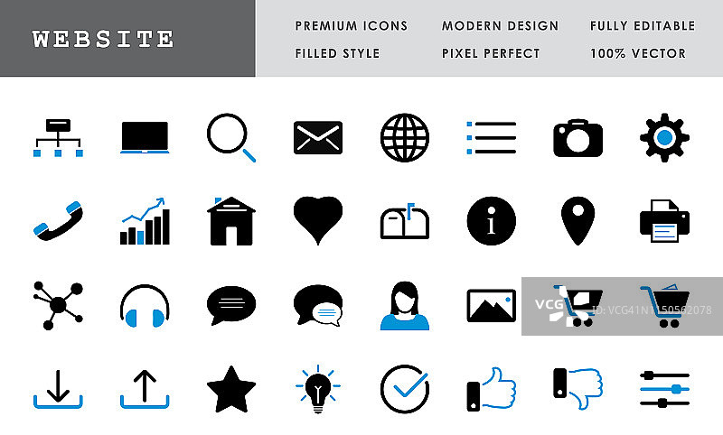 网站合集-粗体像素完美矢量图标图片素材