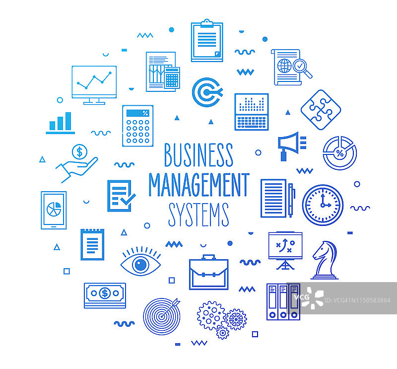 业务管理系统轮廓风格的信息图设计图片素材