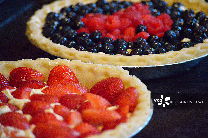 新鲜浆果派特写图片素材