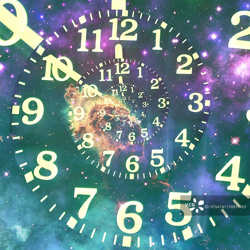 具有太空效果的永恒时钟表面图片素材