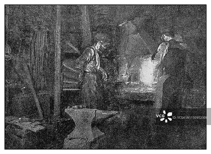 古董插画：铁匠图片素材