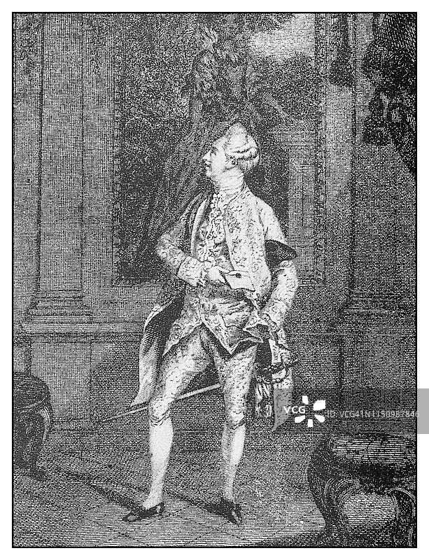 复古插画：女演员反串图片素材