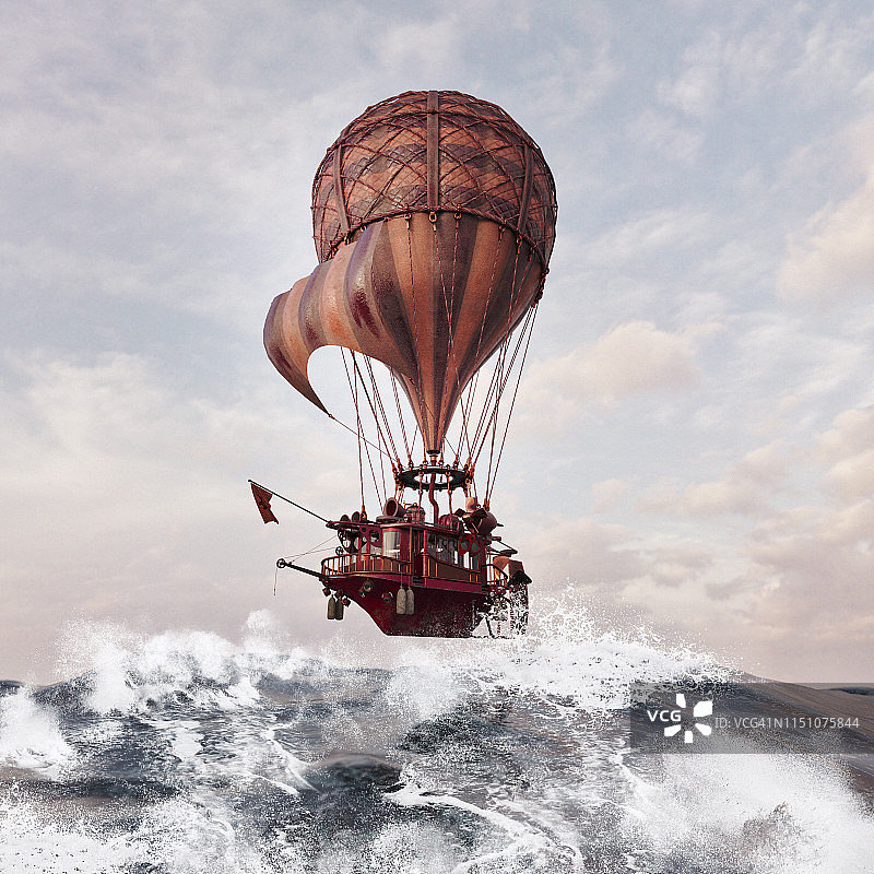 蒸汽朋克飞艇图片素材