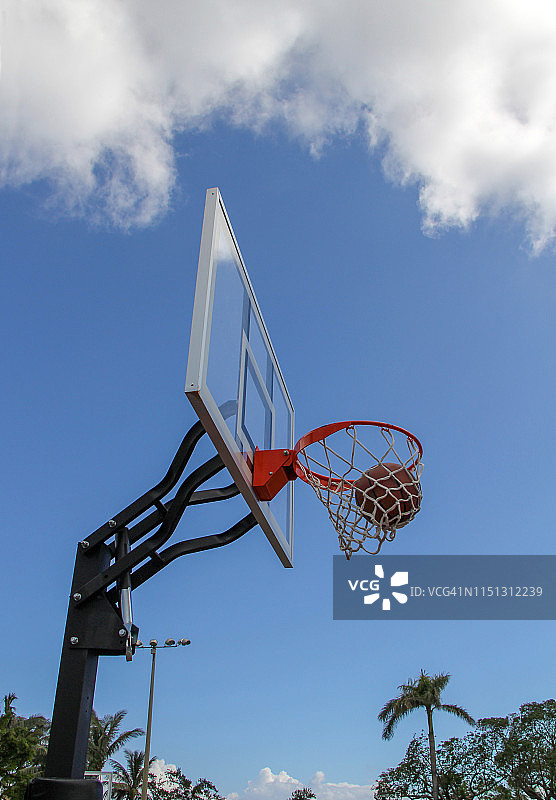 篮筐中的篮球图片素材