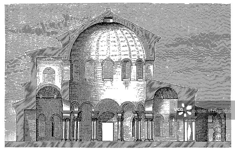 罗马康斯坦茨圣女堂的横截面图片素材