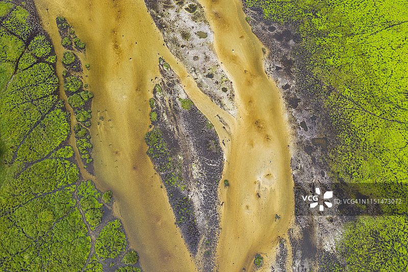 刚果热带雨林中的盐碱地鸟瞰图片素材