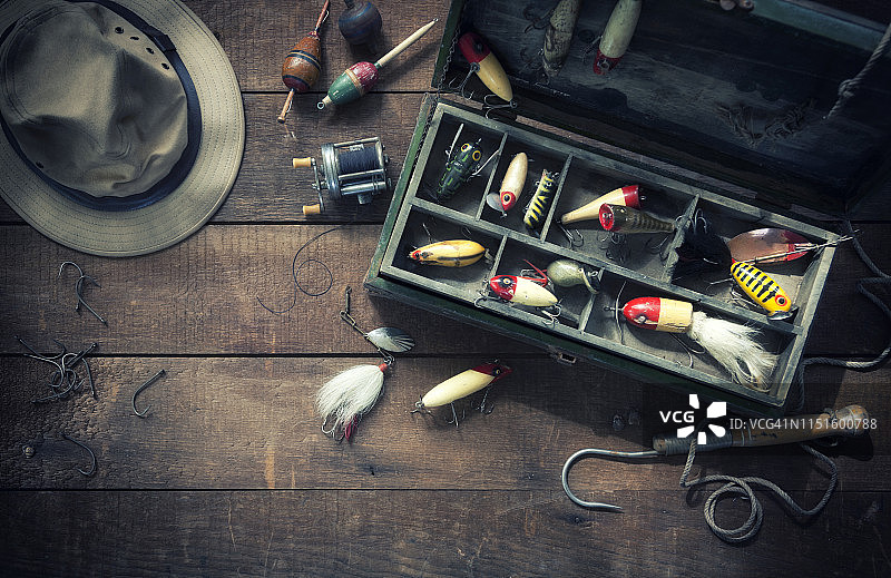 复古渔具背景图片素材