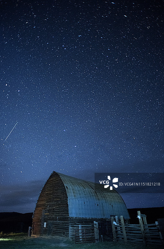 科罗拉多州的星空与历史悠久的谷仓图片素材