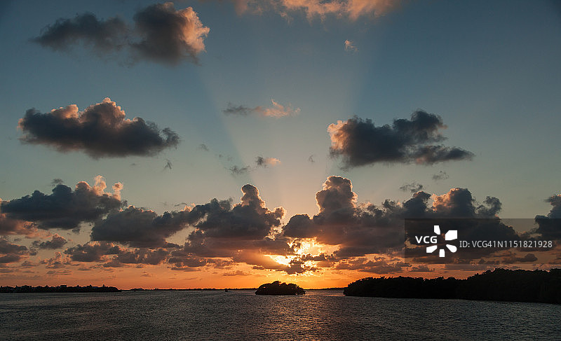 圣佩德罗泻湖上的日落图片素材