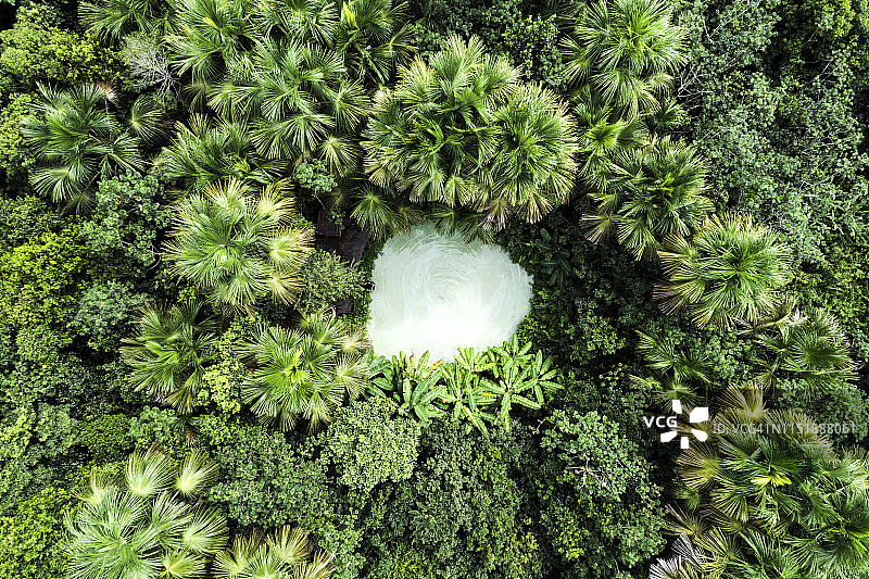 雅拉庞贝拉维斯塔沸腾泉和森林俯视图图片素材