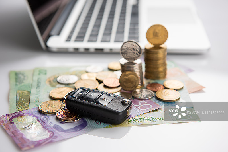 新西兰元硬币和纸币图片素材