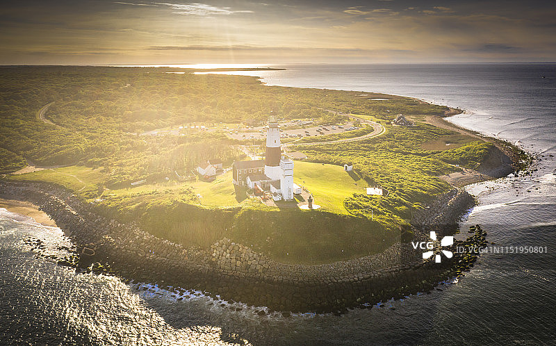 蒙托克灯塔和港口图片素材