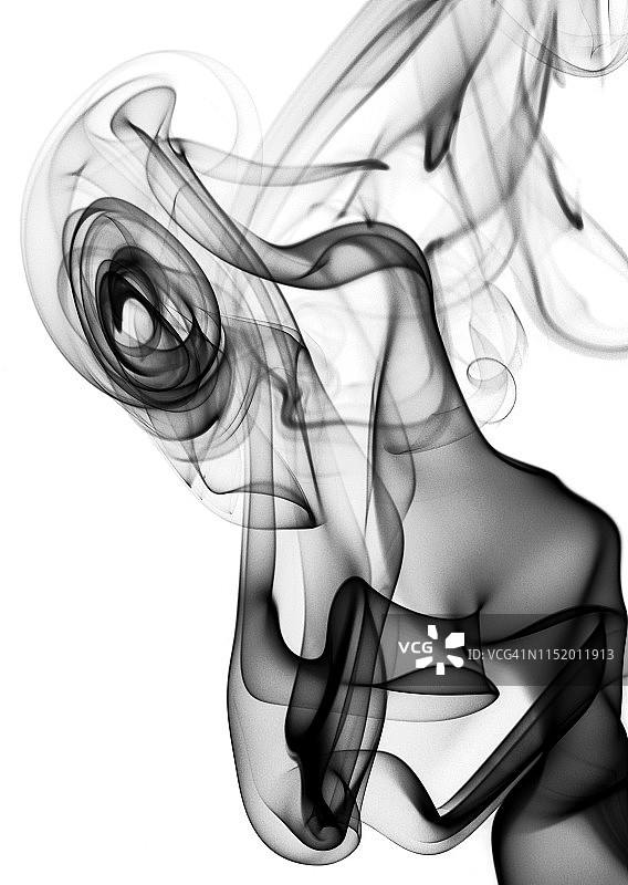 白色背景上黑色烟雾的形态和纹理的完整画面图片素材