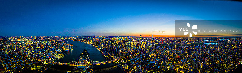 纽约夜景天际线航拍全景图片素材
