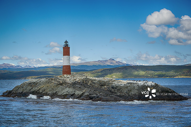 乌斯怀亚比格尔海峡的莱斯埃克莱尔灯塔图片素材