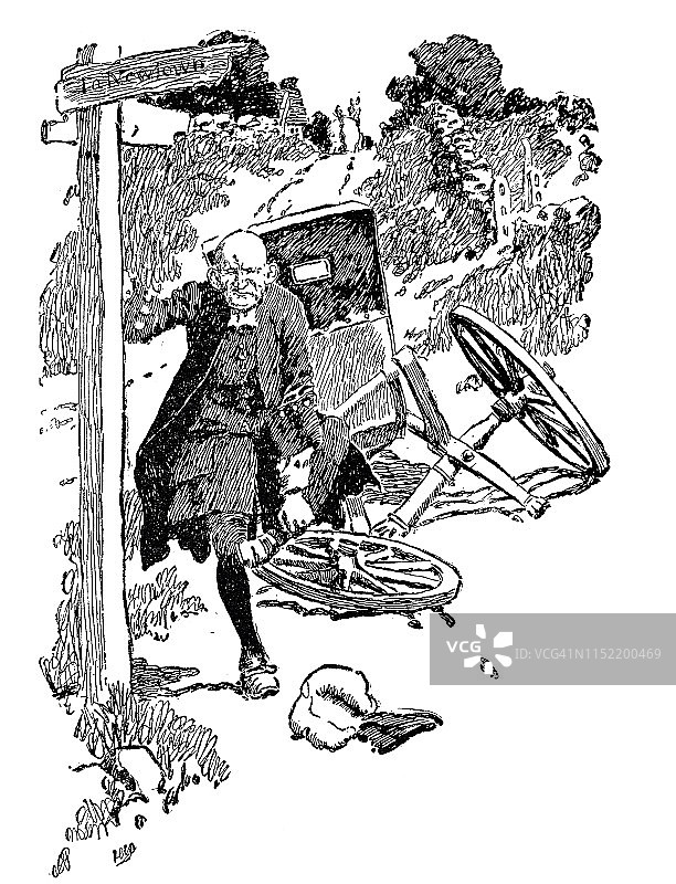 马车事故：车轮损坏图片素材