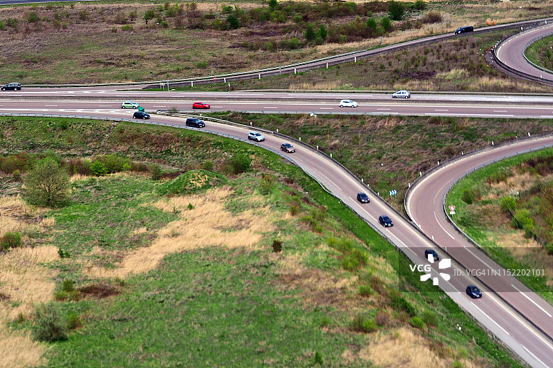 巴黎郊区的高速公路枢纽航拍图片素材