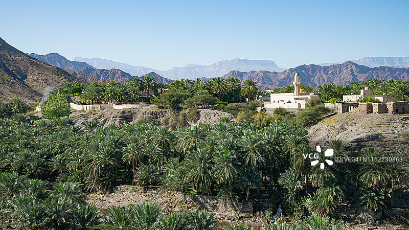 在阿曼旅行：哈杰尔山脉、瓦迪豪凯因、巴廷纳地区、阿曼苏丹国、阿曼湾的壮丽景色图片素材