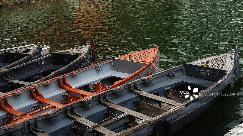 停靠在湖边的船只图片素材