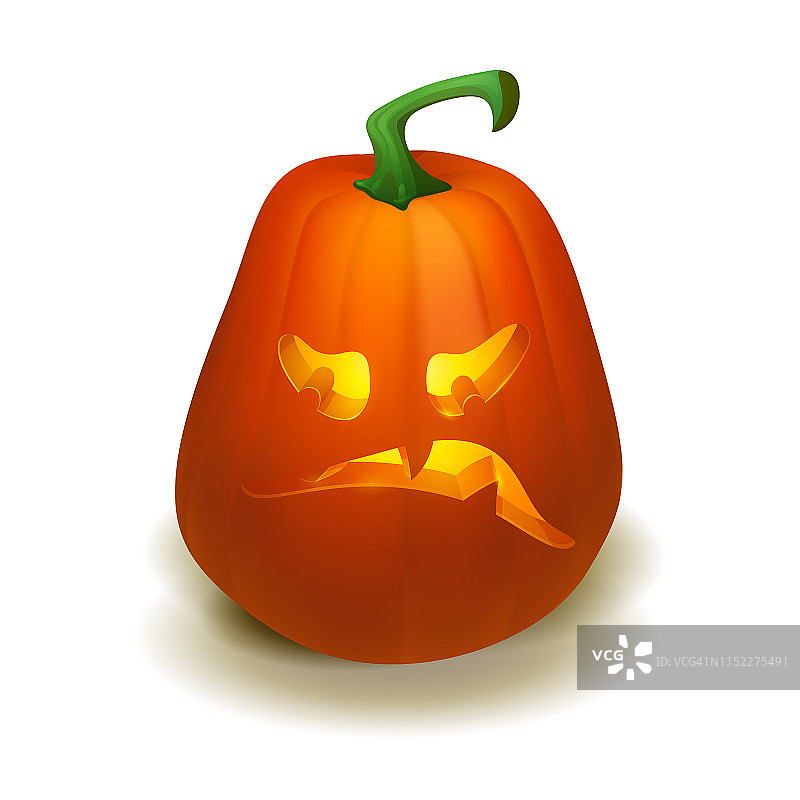 逼真矢量万圣节南瓜，内有蜡烛。白色背景上隔离的快乐面孔万圣节南瓜。图片素材