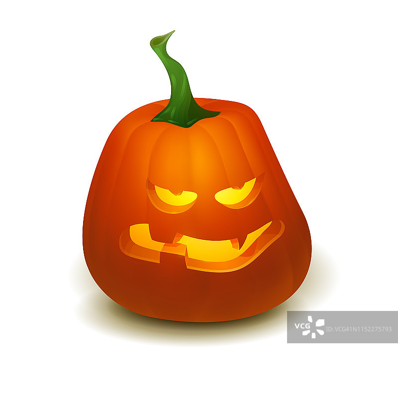逼真矢量万圣节南瓜，内有蜡烛。白色背景上隔离的快乐面孔万圣节南瓜。图片素材