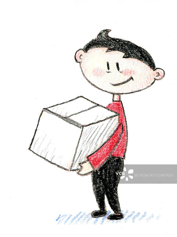 搬着箱子的友善角色图片素材