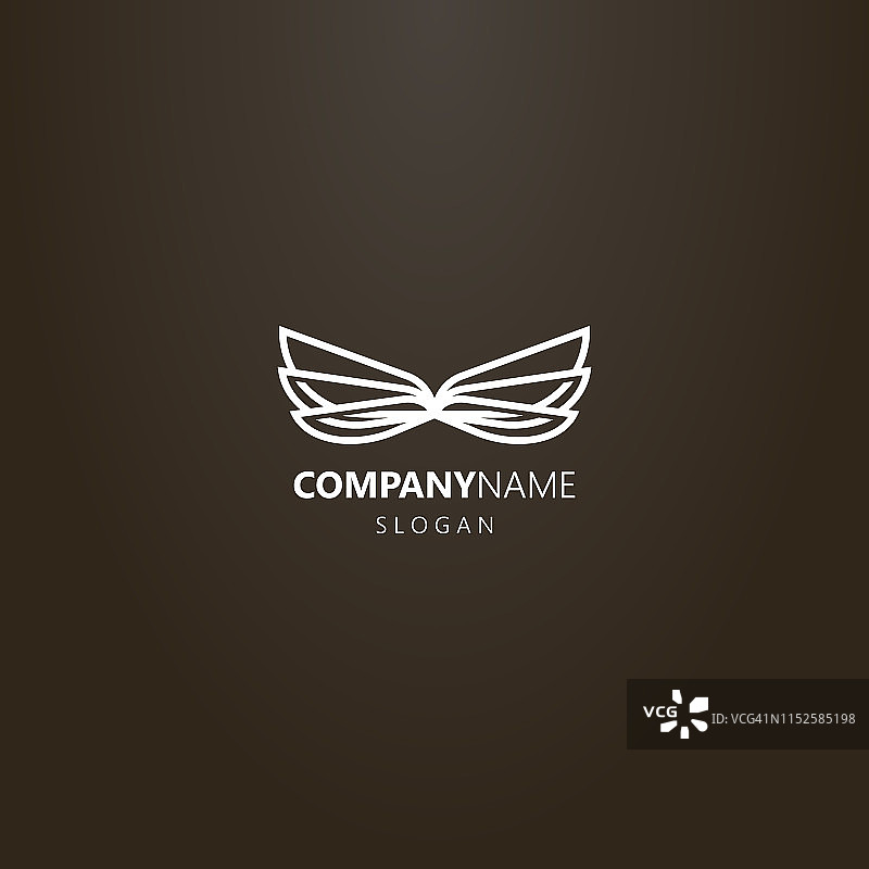 蜻蜓或蝴蝶翅膀logo简笔画图片素材