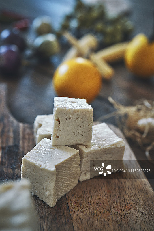 泰国食材：泰国茄子、辣椒、泰国芦笋、莲藕、豆芽和豆腐图片素材