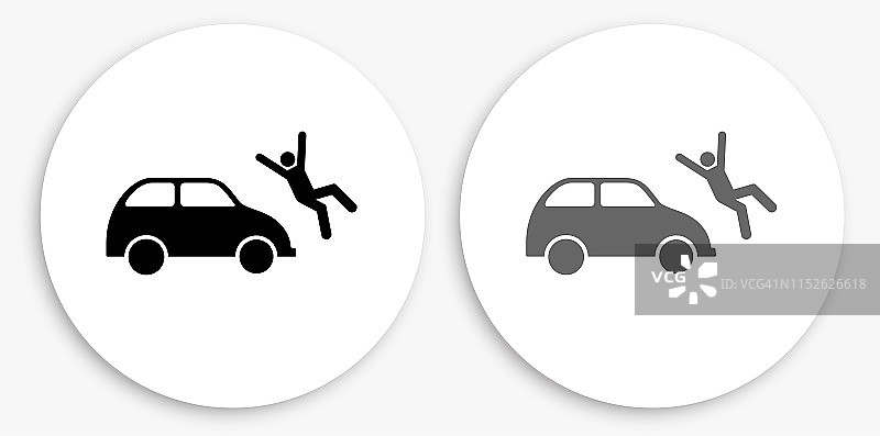 汽车撞人黑白圆形图标图片素材