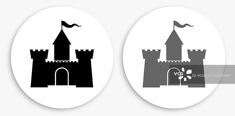 黑白圆形城堡图标图片素材