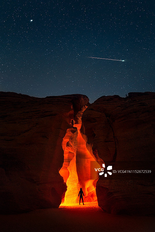 银河下的羚羊峡谷上游图片素材