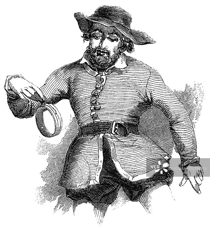 男人使用阿基坦日晷 - 16世纪图片素材