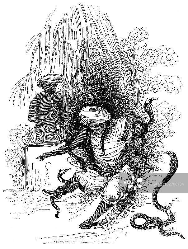 19世纪的印度耍蛇人图片素材