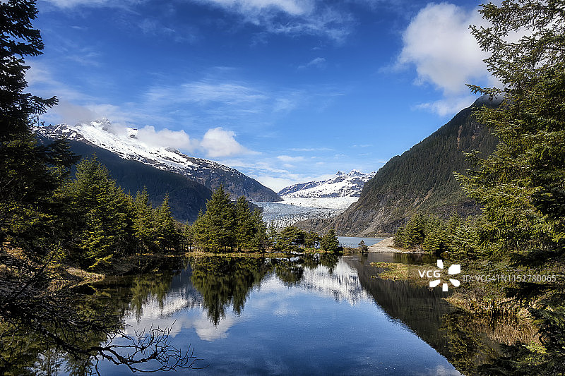 美国阿拉斯加朱诺门登霍尔冰川国家公园图片素材