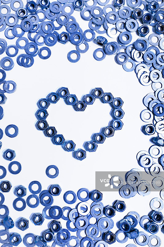 垫圈和螺母混合特写纹理背景图片素材